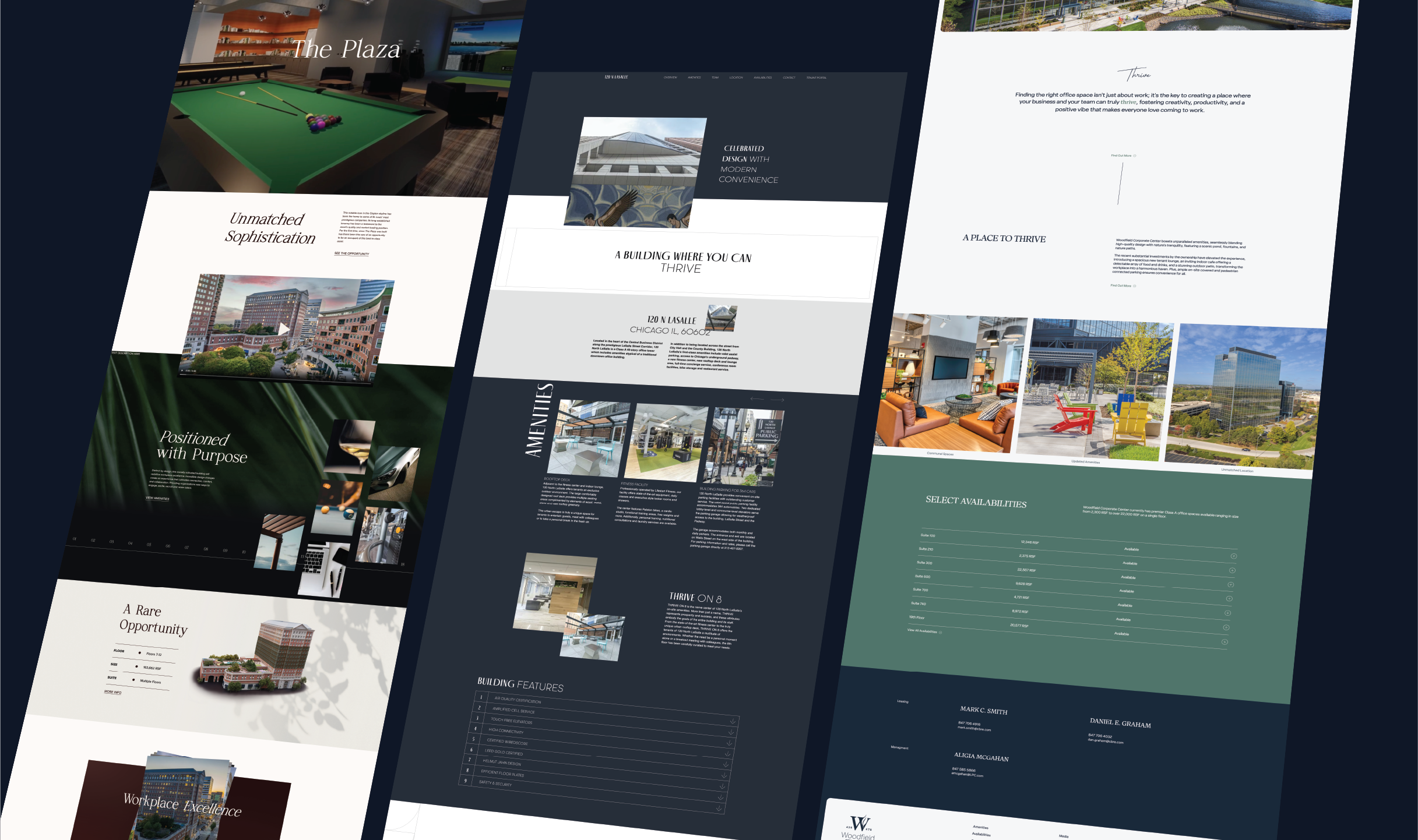 A collection of a few websites built with Floorplate shown in a dynamic fashion